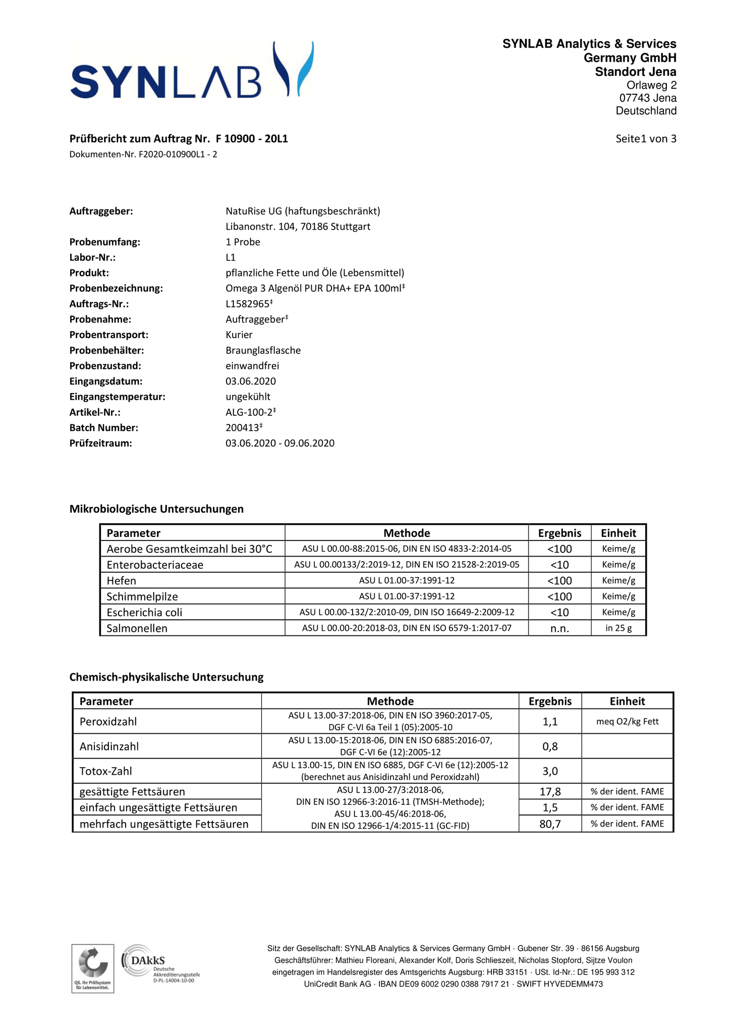 Omega-3 Algenöl (100ml)